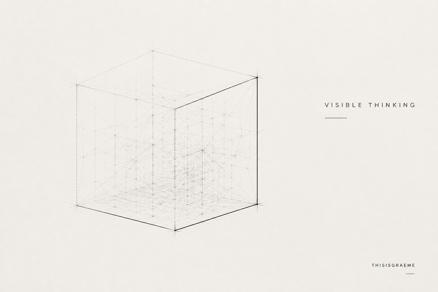 Minimal abstract line drawing of a transparent frame, suggesting learner thinking becoming visible.